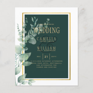 Botanical Green Gold Wedding Invitation Emerald Flyer
