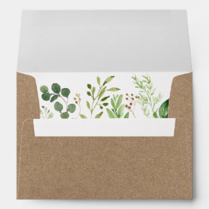 Botanical Green Kraft Style Wedding Invitation Envelope