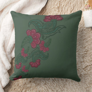 botanical green leaf pillow