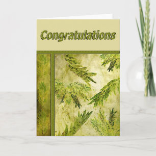 Botanical Green Leaves Congrats Card