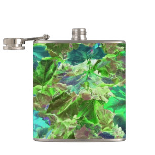 Botanical Green Leaves Foliage Hip Flask