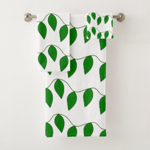 Botanical Green Leaves Nature Greenery Pattern Bath Towel Set
