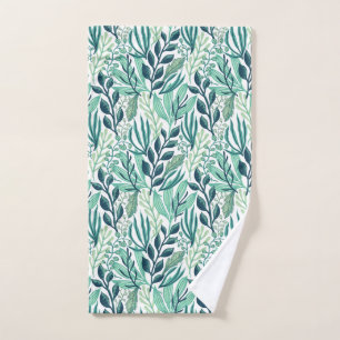 Botanical green leaves plants modern  hand towel