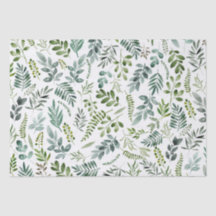 Botanical Green Leaves Watercolor Pattern 