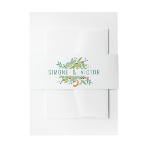 Botanical green Lilly of the Valley floral wedding Invitation Belly Band