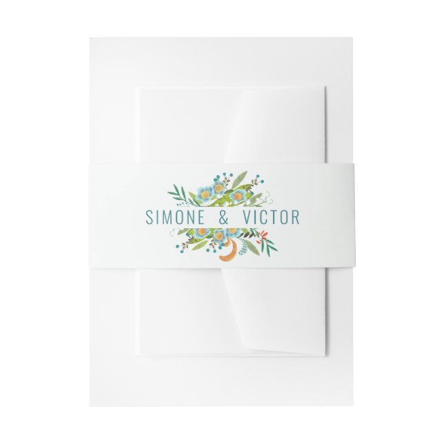 Botanical green Lilly of the Valley floral wedding Invitation Belly Band (Front Example)