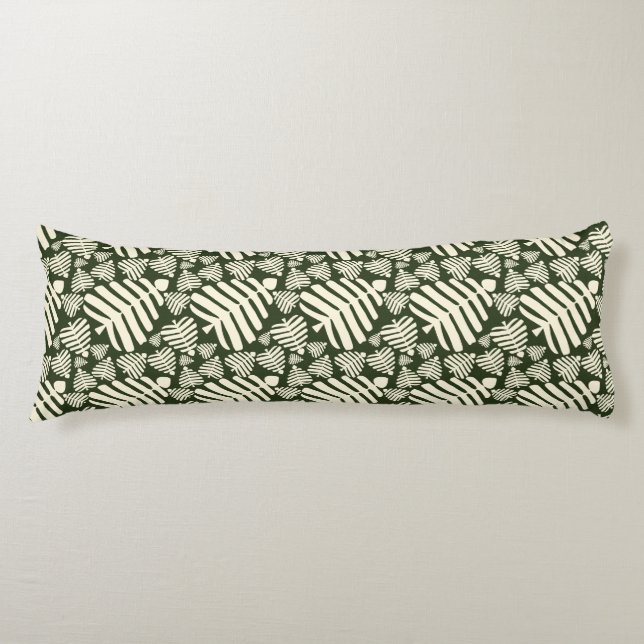 Botanical Green Monstera Leaves Body Cushion (Front)