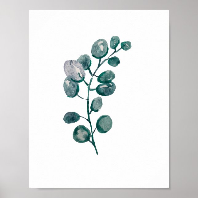 Botanical Green Plant Watercolor Painting Poster (Front)