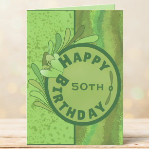 Botanical Green Textured 50th Birthday Card