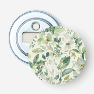 Botanical Green Watercolor Floral Leaves Nature Bottle Opener