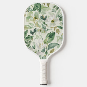 Botanical Green Watercolor Floral Leaves Nature Pickleball Paddle