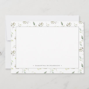 Botanical Green Watercolor Leaves Pattern Card