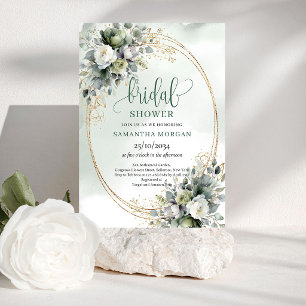 Botanical Green White Bridal Shower Invitation
