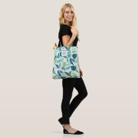 Botanical Green & White Leafs Pattern Monogram
