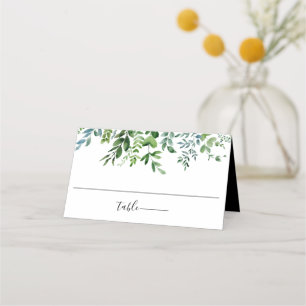 Botanical Greenery Black Wedding Place Card
