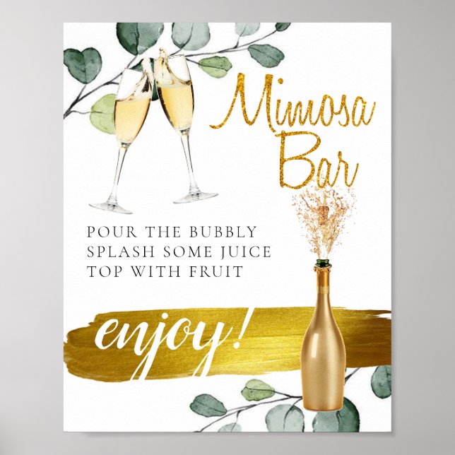 Botanical Greenery Bridal Brunch Mimosa Bar Sign (Front)