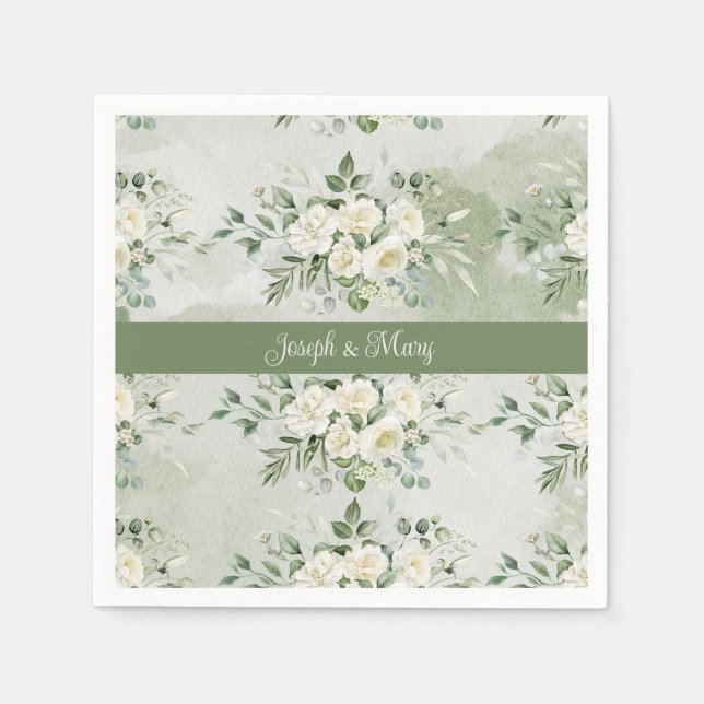 Botanical Greenery Bridal Party Spring Wedding  Napkin (Front)