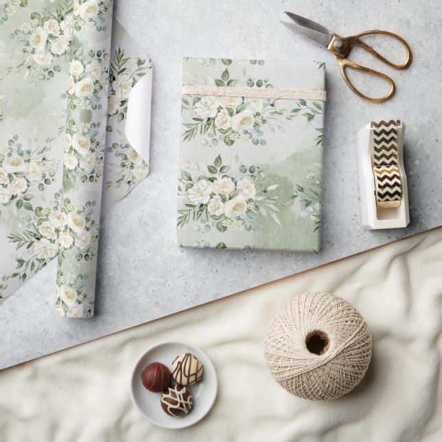 Botanical Greenery Bridal Party Spring Wedding  Wrapping Paper (Crafts)