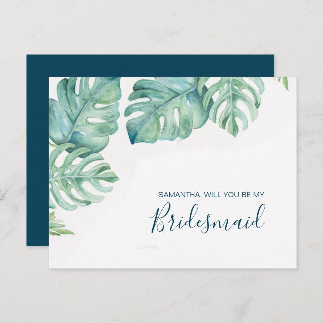 Botanical Greenery BRIDESMAID PROPOSAL card (Front/Back)