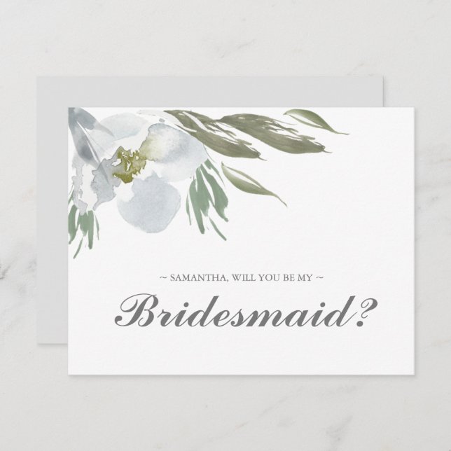 Botanical Greenery BRIDESMAID PROPOSAL card (Front/Back)