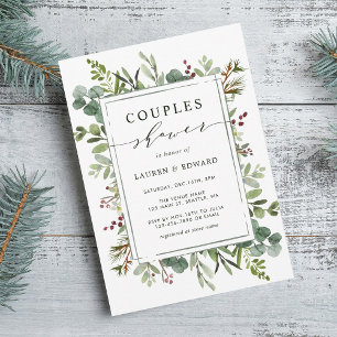 Botanical Greenery Christmas Couples Shower  Invitation