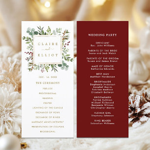 Botanical Greenery Christmas Holiday Gold Wedding Programme