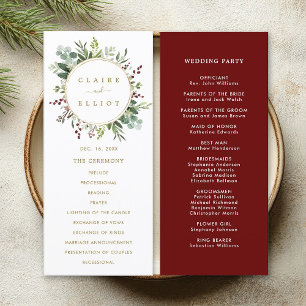 Botanical Greenery Christmas Holiday Gold Wedding Programme