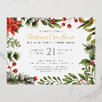 Botanical Greenery Christmas Open House Gold