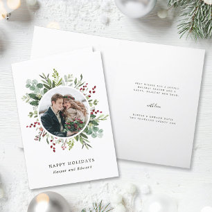 Botanical Greenery Christmas Photo Holiday Card