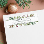 Botanical Greenery Christmas Return Address<br><div class="desc">This return address label features painted watercolor red berries,  pine branches,  eucalyptus,  green leaves with green stripes. For more advanced customisation of this design,  please click the "Customise further" link.  Matching items are also available.</div>