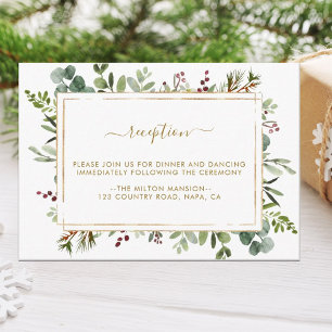 Botanical Greenery Christmas Wedding Reception Enclosure Card