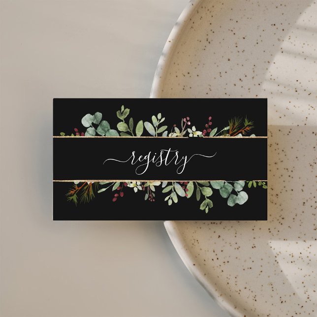 Botanical Greenery Christmas Wedding Registry  Enclosure Card (Creator Uploaded)
