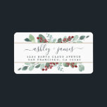 Botanical Greenery CranBerries Christmas Gold Label<br><div class="desc">Chic, modern and simple botanical greenery Christmas return address label features your names in off-black elegant hand written script calligraphy on a white background with a stylish touch of watercolor eucalyptus greenery foliage, hand painted red berries and gold lines. Simply add your names and address. Exclusively designed for you by...</div>