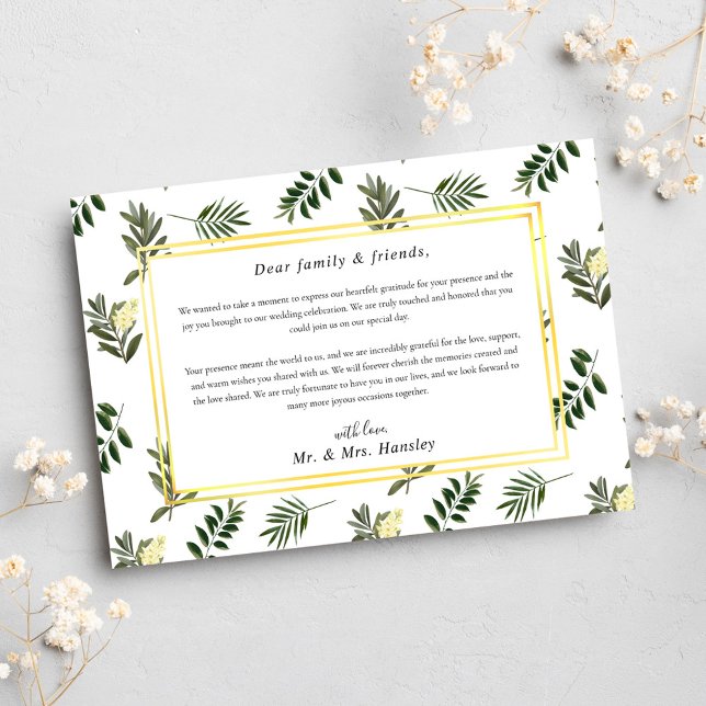 Botanical Greenery Elegant Modern Rustic Wedding Thank You Card (Botanical Greenery Elegant Modern Rustic Wedding Thank You Card)