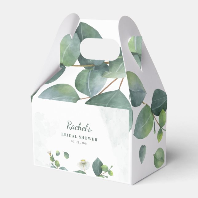 Botanical Greenery Eucalyptus Bridal Shower Favour Box (Front Side)