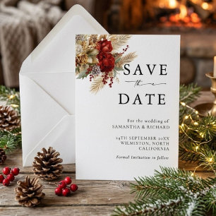 Botanical Greenery Eucalyptus Christmas Wedding Save The Date