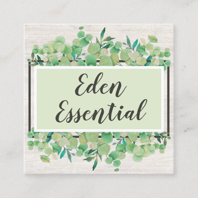 Botanical Greenery Eucalyptus Rustic Social Media Square Business Card (Front)