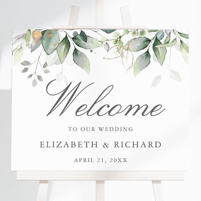 Botanical Greenery Eucalyptus Wedding Welcome Sign (Creator Uploaded)