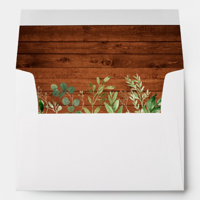 Botanical Greenery Eucalyptus Wood Wedding Envelope (Back (Bottom))