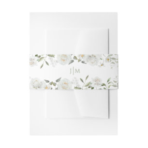 Botanical Greenery Floral Chic Wedding Monogram Invitation Belly Band