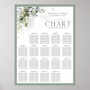 Botanical Greenery Floral Reception Seating Poster