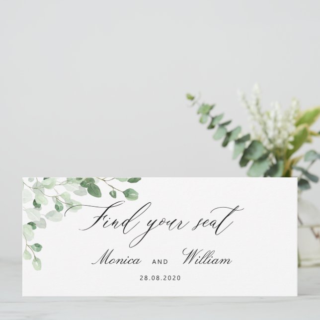 Botanical Greenery Floral Wedding Place Card (Standing Front)