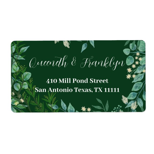 Botanical Greenery Floral Wedding Return Address (Front)