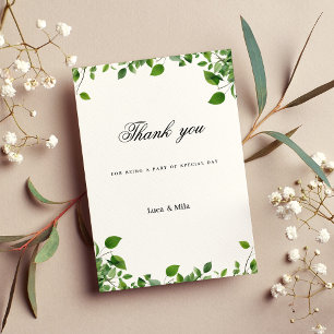 Botanical greenery foliage simple Thank You Invitation