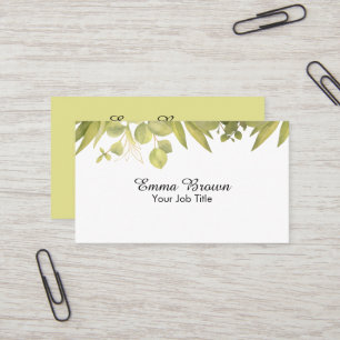 Botanical Greenery Foliage Watercolor Design Business Card