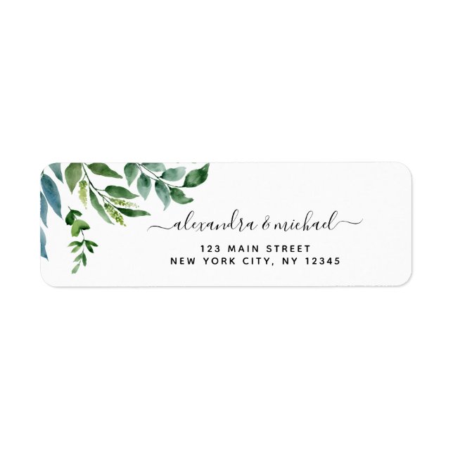 Botanical Greenery Foliage Watercolor Wedding (Front)