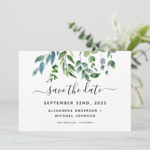 Botanical Greenery Foliage Watercolor Wedding Save The Date