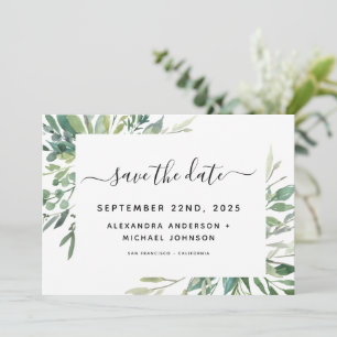 Botanical Greenery Foliage Watercolor Wedding Save The Date