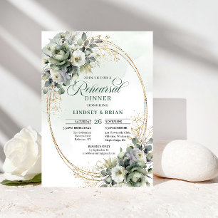 Botanical Greenery Gold Rehearsal Dinner Invites