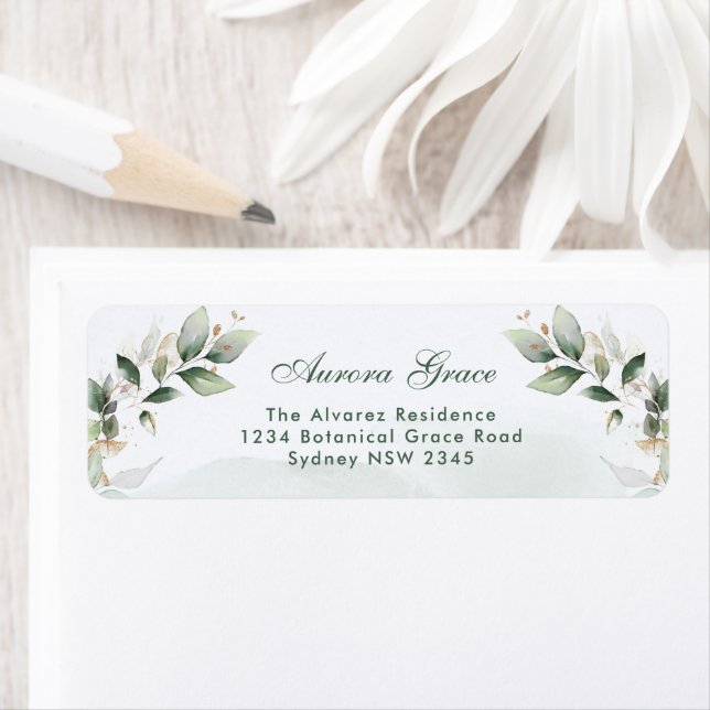 Botanical Greenery Gold Return Address (Insitu)